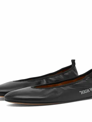 OFF-WHITE Leather Slip On Ballet Ballerina High Heel Flats thumbnail 4