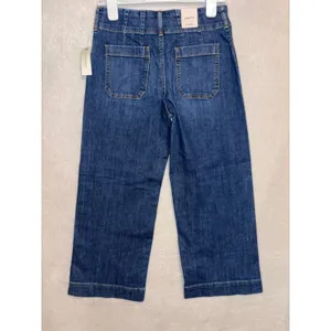 Maeve Anthropologie The Colette Cropped Wide Leg Jeans Dark Wash Denim‎ 28 NEW thumbnail 8