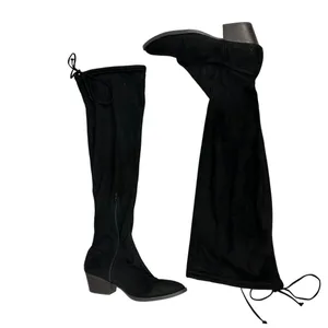 SO Womens Over-The-Knee Black Boots Size 9M Faux Suede Block Heel Side Zipper thumbnail 2