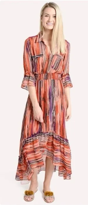 Misa Los Angeles Ofelia Striped Chiffon Long Shirt Dress Size XS thumbnail 1