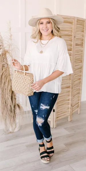 Altar'd State white Bella Ruffle Top. Size Medium thumbnail 3