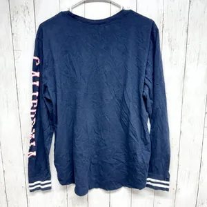 Y2K‎ Hollister Top Women Large Graphic Tee Navy Printed Long Sleeve Stripe Cuff thumbnail 5