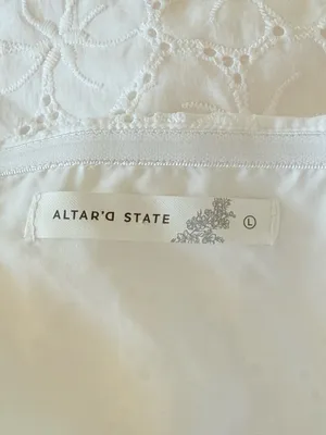 ALTAR’D STATE Baylyn Eyelet Strapless Corset Romper White Size L NEW thumbnail 10