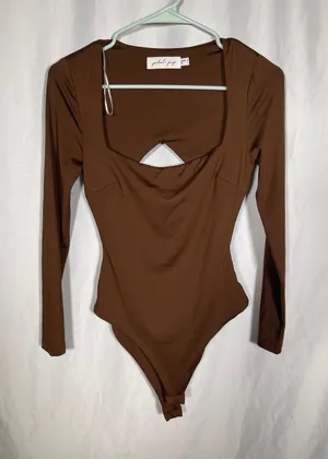 Petal & Pup Womens Brown Open Back Square Neck Bodysuit 4 Small thumbnail 1