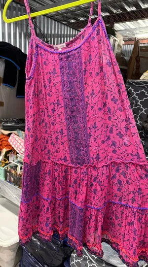 Poupette St. Barth Pink and Purple Floral Tiered Mini Dress thumbnail 1