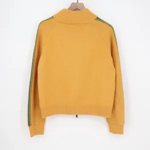 Track Jacket Womens Large Yellow Knit Ribbed Full Zip Mock Neck Raglan Sleeve thumbnail 7