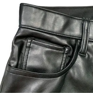 Abercrombie Vegan Leather Ankle Straight Leg Ultra High Rise Pants Black‎ Edgy thumbnail 2