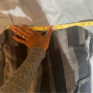 Topshop black gray striped wide leg trousers paperbag pants tie waist size small thumbnail 9