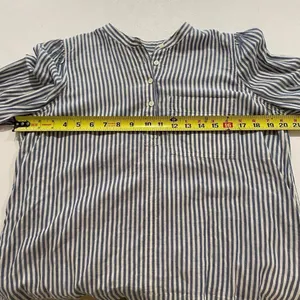 Madewell Striped Henley Top Women’s Medium Blue White Long Sleeve Cotton Shirt thumbnail 4