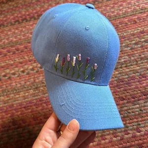 BLUE BASEBALL DAD HAT W FLOWER EMBROIDERY thumbnail 2