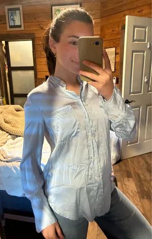 ZARA Blue Blouse Button Down thumbnail 1