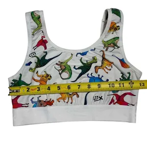 TomboyX Bralette Women Small White Rainbow Dinosaur Print Scoop Neck Kidcore thumbnail 5