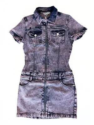 Amanda Uprichard Bianca Dress XS Pink Acid Wash Denim Mini Zip Front NWT thumbnail 4