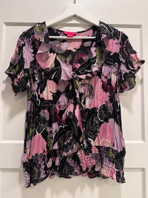Sunny Leigh Y2K Pleated Floral Blouse thumbnail 1