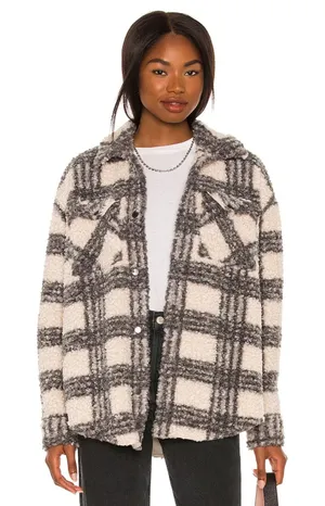 SAYLOR Loria‎ Plaid Jacket Cream Black Medium thumbnail 1