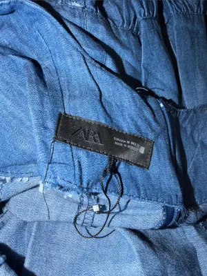 NWOT ZARA MIDI CAPE Denim SKIRT DRESS Medium Blue Cotton Linen Blend thumbnail 8