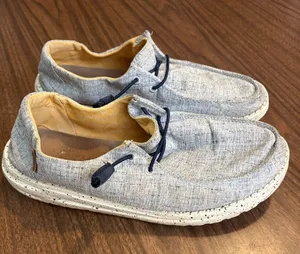 Hey Dude Size 9 Wendy Chambray White Blue Casual Slip-On Shoes thumbnail 1