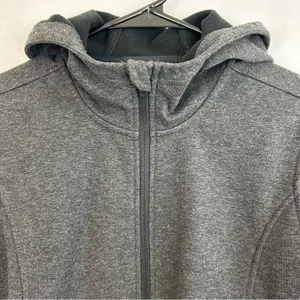 Lands End Soft Shell Hooded Grey Zip Up Fleece Lined Jacket Size XS thumbnail 8