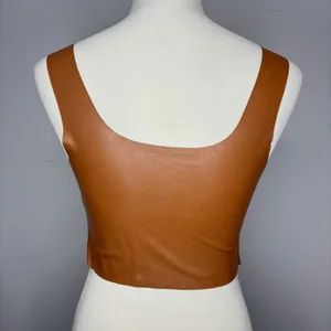 Commando - Brown Faux Leather Squareneck Crop Top thumbnail 4