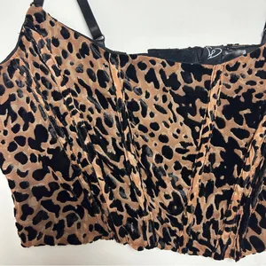 Windsor Animal Print Corset Tank Crop Top NWT BLACK BROWN thumbnail 6