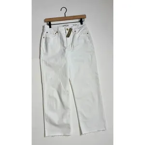 NWT!! J. CREW Curvy Slim Wide Denim Jeans Solid White Raw Hems Stretch‎ Size 27 thumbnail 2