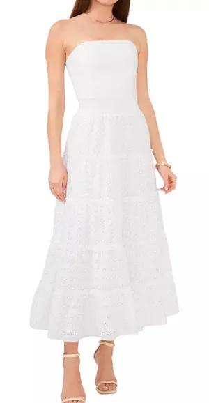 1.STATE Cotton Eyelet Tiered Maxi Dress NWT Sz‎ 6 thumbnail 1