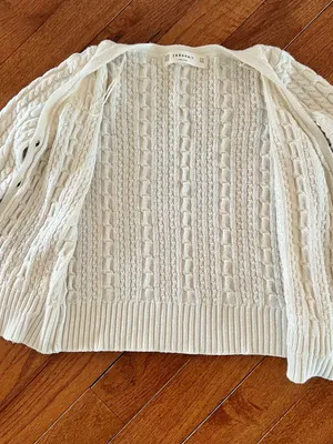 Zara Cream Cable-Knit Button Cardigan Medium thumbnail 4