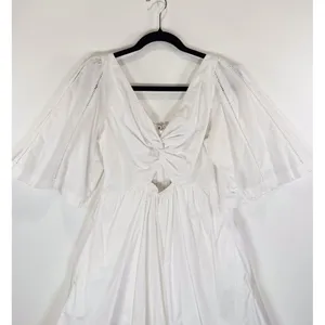 Abercrombie Fitch Dress White Mini V Neck Cutout Poplin Coastal Cowgirl Small thumbnail 7
