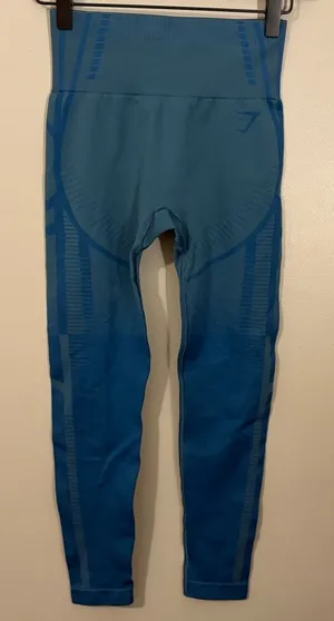 Gymshark Geo Seamless 7/8 Leggings Teal Blue thumbnail 1