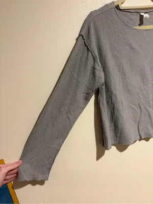 Anthropologie Daily Practice Gray Grey Waffle Lightweight Long Sleeve Top XS thumbnail 6