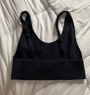 LG Ribbed Black Cropped Bandeau thumbnail 2