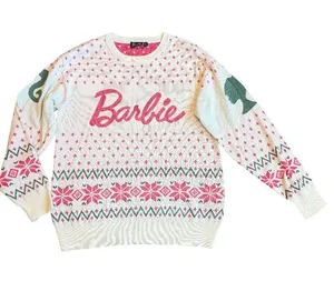 Mattel Barbie Pullover Stretchy Sweater Crew Neck Pony Tail Pink Size Small NWT thumbnail 1