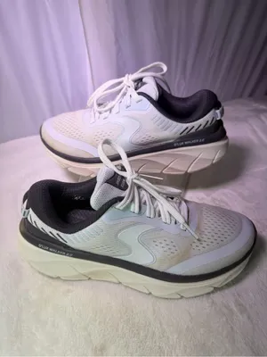 Skechers D'lux Walker 2.0 Women's White with Light Blue and Black Accents thumbnail 2