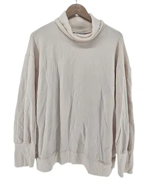 Athleta Sweatshirt Womens XL Balance Ridge Turtleneck Cream Fleece EUC thumbnail 1