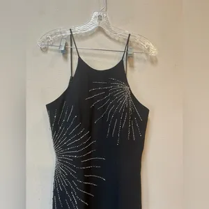 Vintage 90s May Queen Black Sequin Maxi Dress Formal Prom Evening Size 8 thumbnail 3