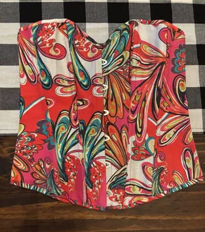 Pink denim lace up corset medium large thumbnail 1