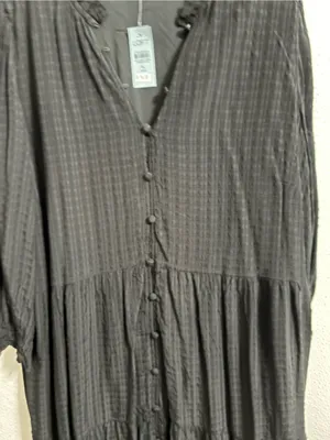 LOFT Black Ruffled-Neck Dress NWT PXL thumbnail 7