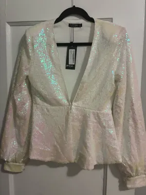 Nasty Gal white Sequin Top thumbnail 1