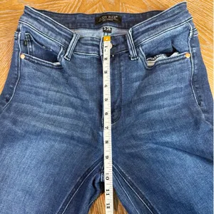 Judy Blue Double the Fun Straight‎ Leg Jeans Raw Hem Sz 3/26 Dark Wash JB82464MD thumbnail 8