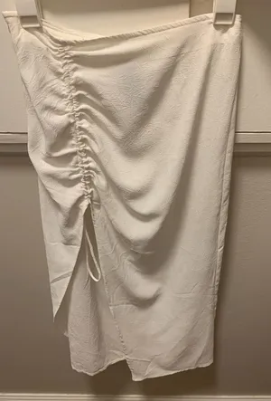 Cider White Ruched Drawstring Midi Skirt thumbnail 1