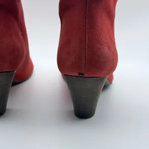 Free‎ People Suede Ankle Boots Women 36 Red Fold Over Cuff Pointed Toe Cone Heel thumbnail 10
