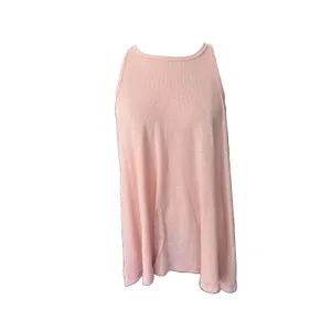 Free People Tank Top Womens Medium Pink Ribbed Racerback Oversized Swing thumbnail 2