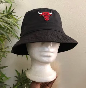 Chicago Bulls Mitchell & Ness Bucket Hat Black Red Logo NBA Cap S/M thumbnail 4