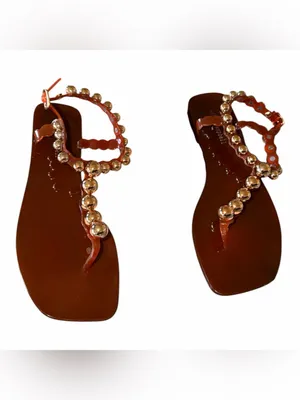 NEW Jeffrey Campbell Plated Embellished Sandal Jeffrey Campbell Orange Gold thumbnail 7