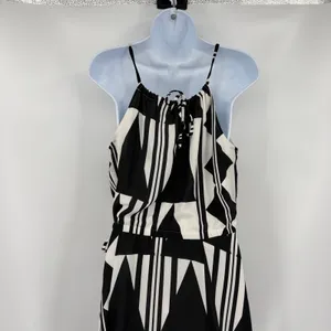 Express Asymmetric Geometric Maxi Dress Sz XS Resort Art Deco Monochrome Hanky thumbnail 9