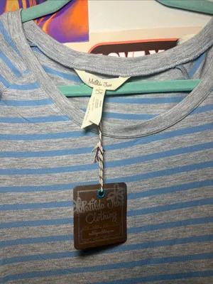 Matilda Jane Blue and Gray Striped Asymmetrical Tunic Dress thumbnail 2