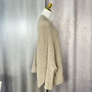 Free People Chunky Knit Oversized Cardigan Taupe Wool Angora Batwing Sweater L thumbnail 4