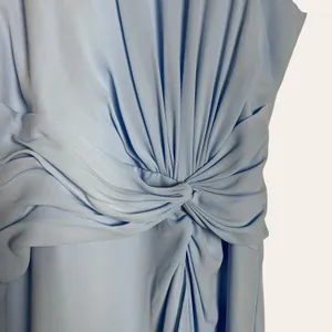 David’s Bridal Ice Blue Sleeveless High Neck Draped Front Brisdesmaid Gown 10 thumbnail 6