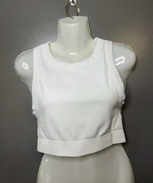 OFFLINE By Aerie Sports Bra Womens Medium White Seamless Racerback Crop Stretch thumbnail 1