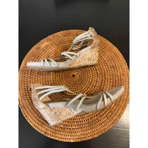 Dexflex Comfort Womens Silver Strappy Cork Wedge‎ Sandals Back Zip Size 8 thumbnail 9